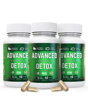 Advanced Detox Cleanse Natural Detox & Cleanse with Milk Thistle Licorice Powder and More Body Cleanse Detox for Women and Men 126 Capsules 3 Pack