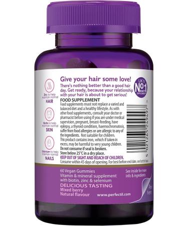 Perfectil Hair Crush Vitamin Gummies - Ultimate Hair Growth Formula with Biotin, Vitamin D | Vegan Chewable Gummy for Thick, Healthy Hair - Buy Online on GoSupps.com