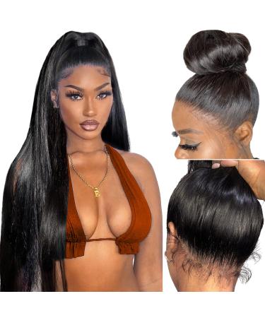 ALIPOP 360 Lace Front Wigs Human Hair Wigs For Black Women Straight Brazilian Glueless Wigs 150% 360 Lace Frontal Wig Pre Plucked With Baby Hair 16Inch 16 Inch lace wig ST