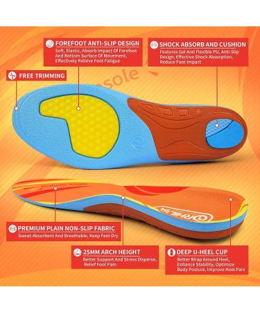 ORHILYA Orthotic Insole for Flat Feet & Plantar Fasciitis Pain Relief - Arch Support Gel Insert for Work Boots, Athletic Shoes, Running, Hiking - Men 6-7.5 / Women 8-9.5 - Buy Online on GoSupps.com