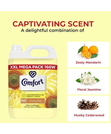 Comfort Sunshiny Days Fabric Conditioner Odour Protection Fabric Softener Stay Fresh Technology Household Supplies Laundry Conditioner(XXL Pack 166 Washes 5L Clothes Freshener by Direct Mart) - Buy Online on GoSupps.com