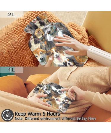 Oarencol Cute Dog Hot Water Bottle 2L | Colorful Animal Cover for Pain Relief & Cramps - Buy Online on GoSupps.com