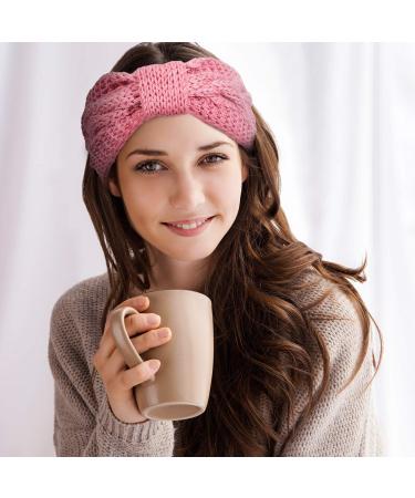 Whaline 6 Pieces Knit Headbands Winter Ear Warmers Twisted Elastic Turban Head Wraps with Bow Knot Hair Band Accessories Hair Scrunchies Scarves for Women Girls (Blue Pink Colors) - Buy Online on GoSupps.com