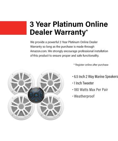 BOSS Audio Systems MG250W.64 Marine Speakers with Gauge Receiver, Bluetooth, IPX6 Weatherproof, USB, Aux-in, 6.5 Inch Full Range Speakers - Buy Online on GoSupps.com