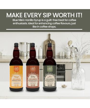 Blue Nile Foods Barista Vanilla Coffee Syrup Calorie/Sugar Free Syrup Keto Friendly Vanilla Syrup Sugar Free Coffee Syrups for Coffee Drinks - Hot/Iced 1L - Buy Online on GoSupps.com