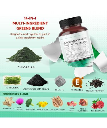 Ultra All-in-1 Chlorella Spirulina Activated Charcoal & Zeolite Natural Detox Immune & Vitality Support 150 Capsules 150 count (pack of 1) - Buy Online on GoSupps.com