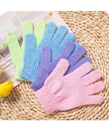 WIFUN Exfoliating Gloves - 8 PCS Deep Body Scrub Mitt for Dead Skin Removal - Shower Scrubbing Gloves for Men and Women (Green Blue Pink Purple) - Buy Online on GoSupps.com