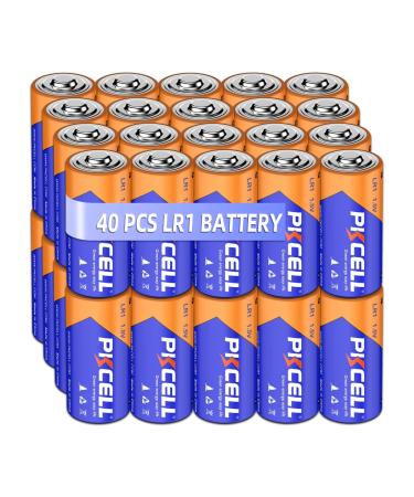PKCELL 40 Counts 1.5V LR1/MN9100/E90/N Size Alkaline Batteries, Leak-Proof Batteries, High Performance and Powerful Batteries, Suitable for All Kinds of Electronic Equipment 40Count