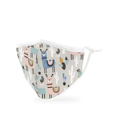 Weddingstar children washable mouth protection masks made of fabric.Reusable and adjustable with dust filter bag - colorful designs 1 piece (1 Pack) Lama