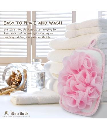 Bleu Bath Exfoliating Body Loofah Mitt Pad (2 Pack) with Elastic Hand Strap - Shower Sponge Scrubber - Buy Online on GoSupps.com