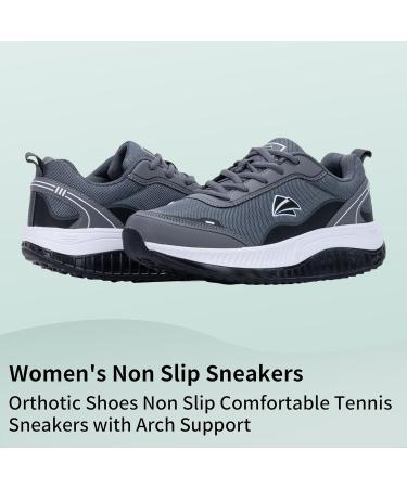 AOV Women's Walking Orthotic Shoes - Lightweight Breathable Sneakers with Arch Support for Running & Gym Workouts - Size 10 Black/Gray - Buy Online on GoSupps.com