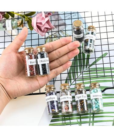 15Pcs Healing Crystal Gemstone Bottles Set - Natural Quartz Gravel Wishing Bottle Kit for Reiki Healing, Meditation & DIY Decor - 15 Colors - Buy Online on GoSupps.com
