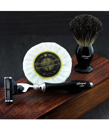Ultimate Men's Shaving Kit: 3 Edge Razor Black Badger Hair Brush & Soap in Handmade Wooden Box - International Shipping Available - Buy Online on GoSupps.com