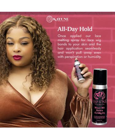 Kafune Amor Hair Melt Me Down Lace Melting Holding Spray - Glueless Wig Install 1-5 Day Hold Safe for HD/Swiss Lace Wig No Flake/Residue Quick Dry Ideal for Daily Wearers Substitute for lace glue 2 Fl Oz (Pack of 1) - Buy Online on GoSupps.com