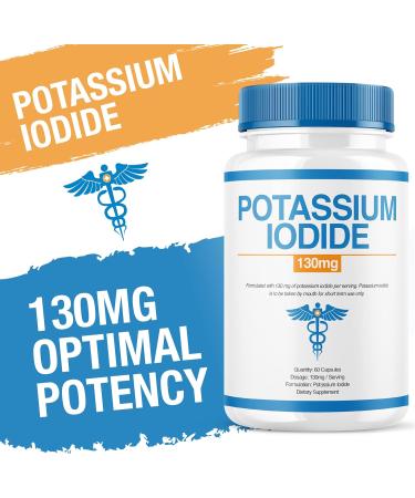 Potassium Iodide Tablets 130mg - Thyroid & Emergency Support Supplement (60 Capsules) - USA Made - Buy Online on GoSupps.com