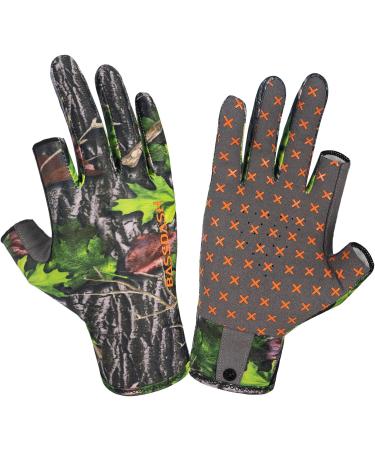 BASSDASH Unisex Fingerless Camo Hunting Gloves - Green Leaf Small | UPF 50+ Lightweight for Men & Women | Ideal for Early Season Warm Weather Fishing & Photography - Buy Online on GoSupps.com