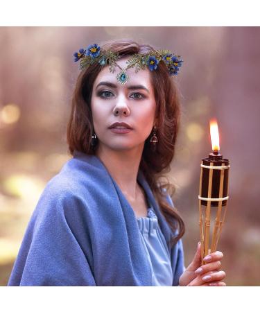 MOSTORY Woodland Fairy Flower Crown - Crystal Elven Tiara Handmade for Women and Girls - Bridal Elf Floral Headpiece for Cosplay, Halloween, Christmas, Wedding - Blue Daphne Design - Variable Size Wreath Headband - Buy Online on GoSupps.com