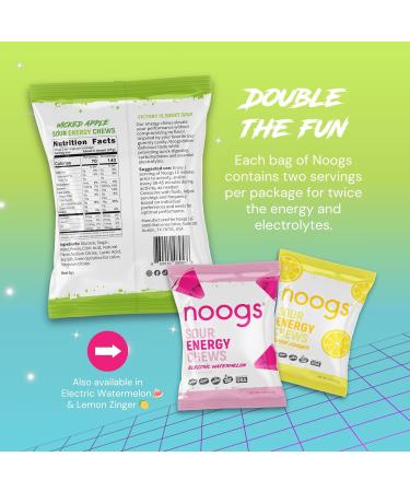 Noogs Wicked Apple + Blue Raspberry Blast Sour Energy Chews Bundle - Electrolyte Energy Gummies - 24 Total Packs - Buy Online on GoSupps.com