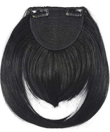 Clip In Bangs Hair Extension | Neat Front Full Fringe | Thick Straight Hairpiece for Women - Dark Black - Buy Online on GoSupps.com