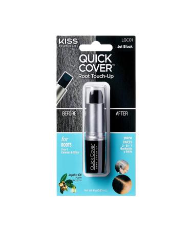 RED by Kiss Quick Cover Root Touch Up Stick Type Water-Resistant Temporary Gray Concealer Cover Up Brush for Hair and Beard (Jet Black)