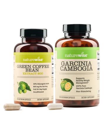 NatureWise Green Coffee Bean 800mg and Garcinia Cambogia 180 Capsules Weight Goals Support