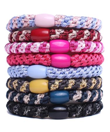 GYGYL 8Pcs Mixed Color Hair Ties for Women Girls Elastics Hair Bands Ponytail Holders for Thick Hair No Damage No Crease Hair Elastics(Style 3) Mixed color Style3