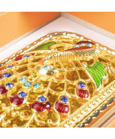 Vintage Gold Peacock Metal Vanity Mirror | Foldable Travel Makeup Pocket Mirror - Buy Online on GoSupps.com
