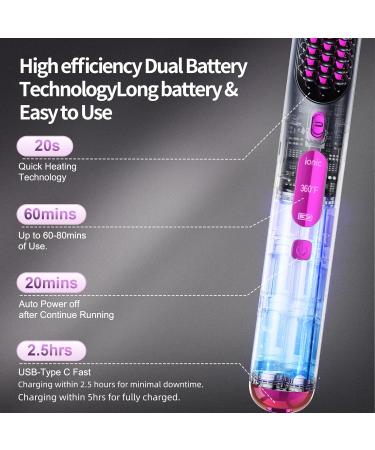 Buy Cordless Hair Straightener Brush - Portable Fast Heating Long-Lasting Battery USB Rechargeable | Ideal for Travel - Buy Online on GoSupps.com