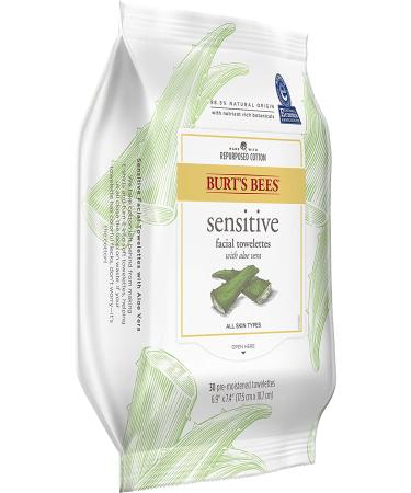 Burt's Bees Sensitive Facial Towelettes with Aloe Vera - 30 Pre-Moistened Wipes for Gentle Cleansing - Buy Online on GoSupps.com
