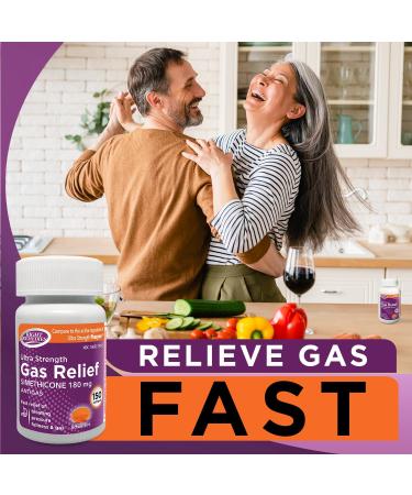 Gas Relief Ultra Strength 180mg Simethicone - 150 Softgels for Fast Relief from Bloating Discomfort & Pain | Compare to Ultra Strength Phazyme - Buy Online on GoSupps.com