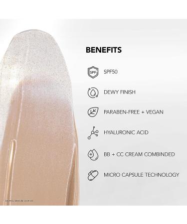 CLE Cosmetics CCC Cream Foundation SPF 50 (Warm Medium Deep) - BB and CC Cream Hybrid for Multi-Purpose Beauty Primer - Buy Online on GoSupps.com