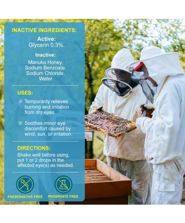 Netrca Manuka Honey Eye Drops Fast Relief for Eye Drops for Dry Eyes Long-Lasting Hydration Relieves Moderate to Severe Dry Eye Symptoms 0.68 FL OZ - Buy Online on GoSupps.com