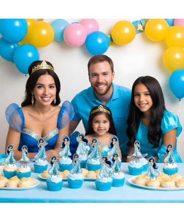 NIAYOU 24 Pcs Jasmine Cupcake Toppers- Princess Themed Cake Decorations Cartoon Happy Birthday Cupcake Toppers for Boys Girls Kids Birthday Party Supplies - Buy Online on GoSupps.com