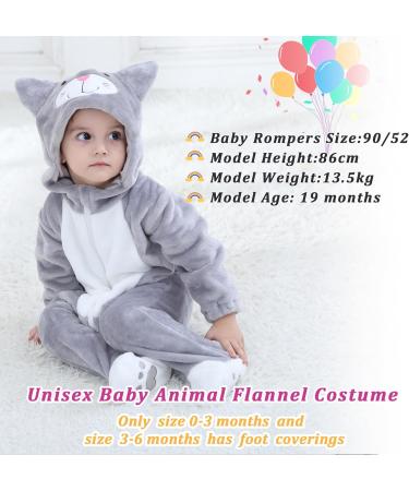 Doladola Unisex Baby Onesie | Cat Cartoon Hooded Romper 12-18 Months - Gray - Buy Online on GoSupps.com
