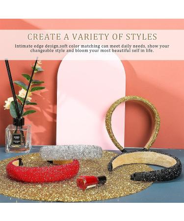 4-Piece Rhinestone Crystal Headband Set - Handmade Bling Hairbands for Women & Girls in Black, White, Red, Gold - Buy Online on GoSupps.com