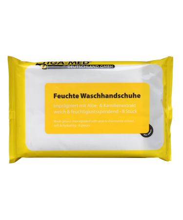 Wash Gloves Wet Disposable 1 Pack 8 pieces Wash Gloves impregnated with Aloe Vera