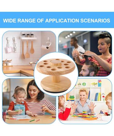 Fiakup Wooden Scissor Rack - Rotating Salon Scissors Holder | 12 Holes Scissors Makeup Brushes Storage Rack | Desktop Scissors Storage Organizer for Hair Salon Home - Buy Online on GoSupps.com