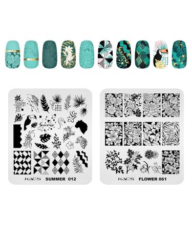 KADS Nail Stamping Plate Set - French Summer Flower Flamingo Rose Design with Stamper and Scraper - Buy Online on GoSupps.com