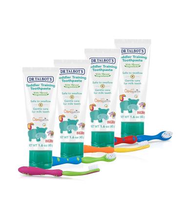 Dr. Talbot's Toddler Training Toothpaste with Citroganix & Toothbrush - Pink/Green - 1.6oz - Buy Online on GoSupps.com