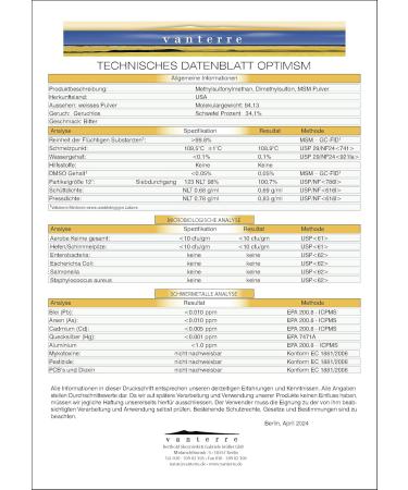  vanterre van t e r e - Bergstrom OptiMSM * The purest safest and most sustainable MSM in the world - 1000 g Pure OptiMSM  - Buy Online on GoSupps.com