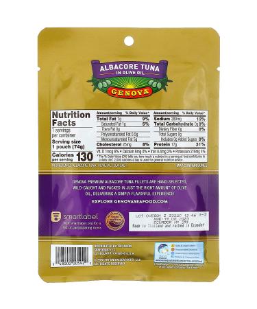 Genova Albacore Tuna in Olive Oil - 2.6 oz (74g) | Premium Quality Seafood - Buy Online on GoSupps.com