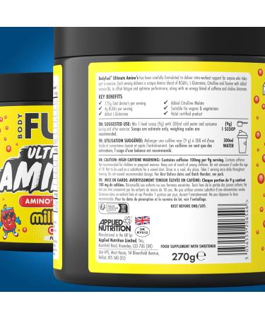 Applied Nutrition BodyFuel Amino's - EAA Essential Amino Acids Supplement for Muscle Fuel & Recovery | 270g - 30 Servings | Millions Cola Flavor - Buy Online on GoSupps.com