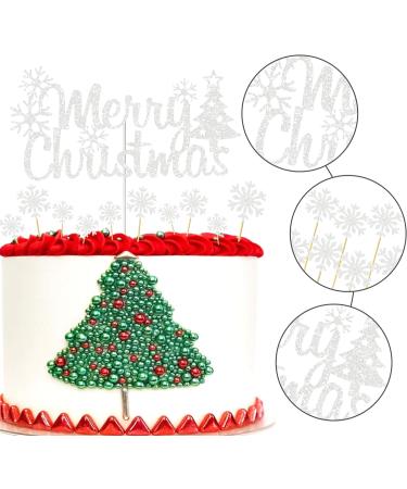 Joyeah Silver Merry Christmas Cake Topper Snowflake Cupcake Toppers Silver Glitter Holiday Xmas Cake Picks Decorations for Christmas Party Supplies - Buy Online on GoSupps.com