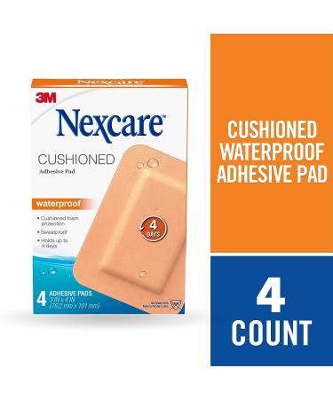 Nexcare Absolute Waterproof Adhesive Gauze Pad - 4 Count, One Size | Waterproof and Secure Dressing for Wound Care - Buy Online on GoSupps.com