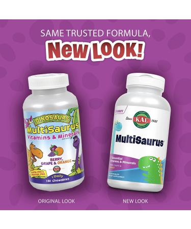 KAL MultiSaurus Vitamins & Minerals - Berry, Grape & Orange Chewables (180 Count) - Buy Online on GoSupps.com