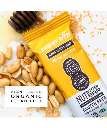 Buy Super Pop Snacks: Clean Plant-Based Protein Bars - All-Natural Peanut Butter & Honey Gluten-Free Low Sugar (12 Pack - Buy Online on GoSupps.com