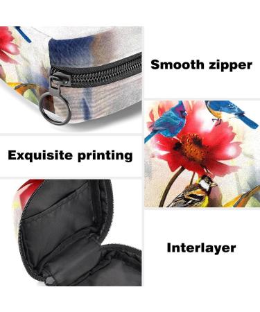 Menstrual Pad Bag with Zipper | Stylish Tampon Collection Pouch for Women & Girls | Birds & Poppies Design - Buy Online on GoSupps.com