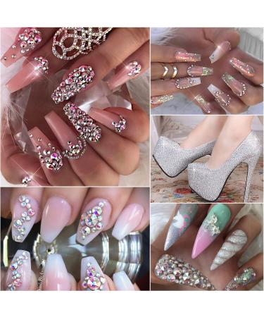 Wugongshan Nail Art Rhinestones Set with Picker Pen and Tweezers - AB Shiny Crystals for Nails, Face, Teeth - DIY Crafts - Buy Online on GoSupps.com
