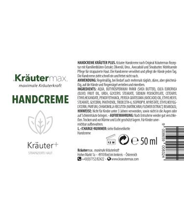 Kr utermax Herbal Hand Cream with Chamomile Shea Butter & Urea - 50ml for Stressed Skin | Buy Internationally - Buy Online on GoSupps.com