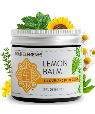 Four Elements Lemon Balm Face Moisturizer Cream - 2 Oz | Herbal Face Cream with Organic Lemon Balm Chamomile Shea Butter & Vitamin E | Body Hydrating Moisturizer Beauty Essential